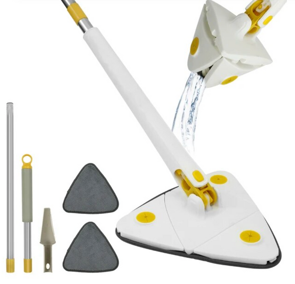 360° Rotatable Adjustable Cleaning Mop Triangle Mop Floor Wall Cleaning 4pcs Pad
